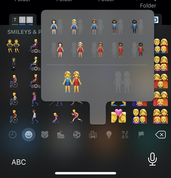 Variant multi-person emoji selector on iOS