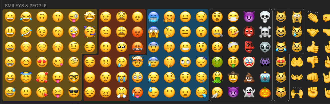 Suggestions for visually grouping emojis.