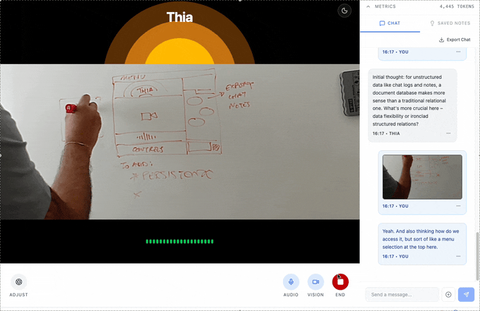 Gif of Thia the multi-modal app in action